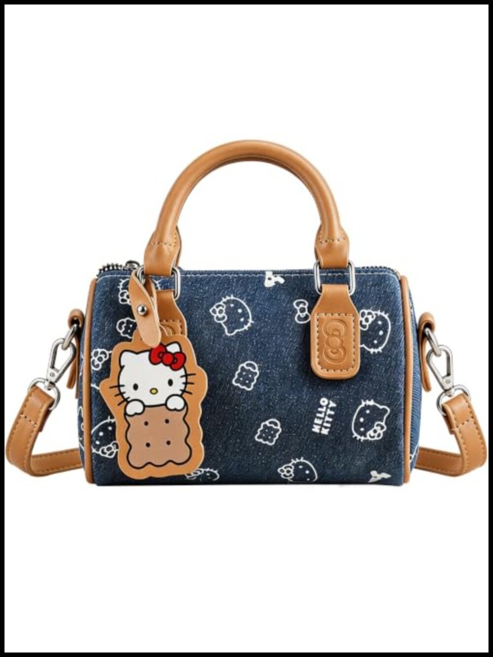 Kawaii Cat Denim Small Crossbody Handbag Adjustable Strap Women